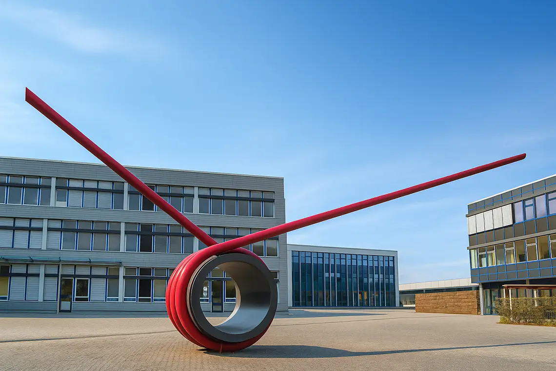 Campus Hochschule Bonn-Rhein-Sieg in Sankt Augustin mit moderner Architektur und markanter Skulptur